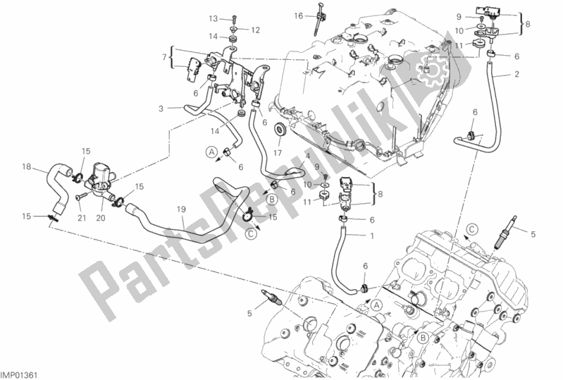 All parts for the Secondary Air System of the Ducati Superbike Panigale V4 1100 2020